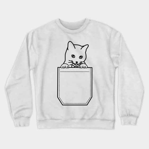 Cute Cat In My Pocket - Black Crewneck Sweatshirt by 4U2NV-LDN